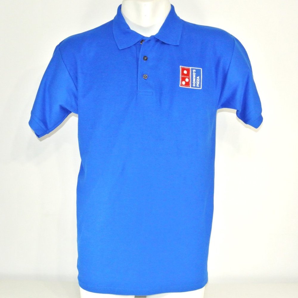 DOMINOS PIZZA Vintage Employee Uniform Polo Shirt Blue NEW Size XL